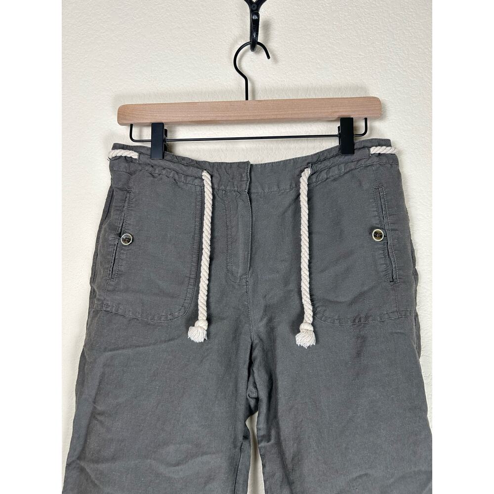 Sandro Women's Size 10 Linen Pants Cropped Lagenlook Rope Belt Bottoms - Picture 2 of 9
